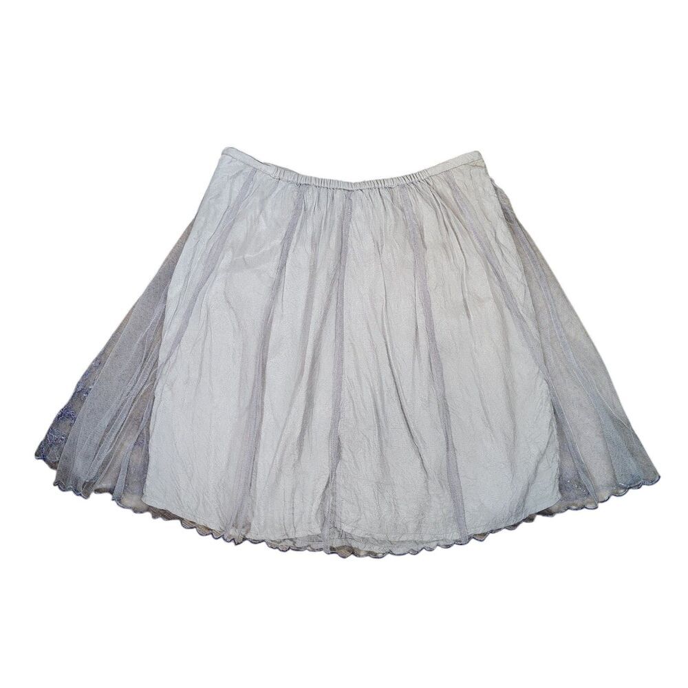 Vintage April Cornell Skirt L Lavender Mesh Overlay Beaded Embroidered Fairycore - Picture 2 of 9